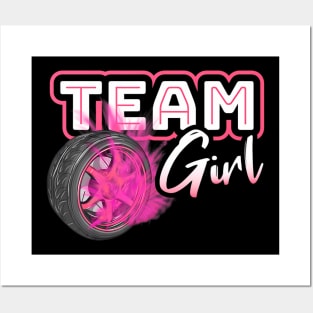 Gender Reveal Team Girl Burnouts Baby Shower Party Gift Idea Posters and Art